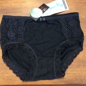 Black lace detail cotton panties